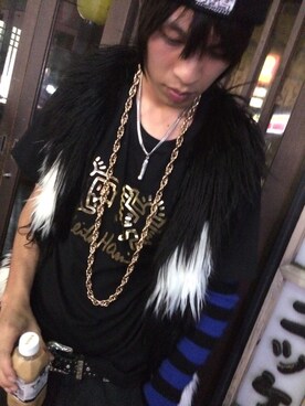 「Keith Haring（キース・ヘリング）のアイテム（ニットキャップ/ビーニー）」を使った、ken さん（メンズ・177cm）の冬コーディネート