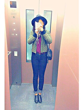 「GLOBAL WORK（グローバルワーク）のフェルトナカオレＨＡＴ/565115（ハット）」を使った、ま つ い あ ゆ (仮)さん（レディース・160cm）の春コーディネート