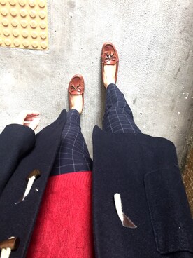 「red」｜「アイテム（トレンチコート）」を使った、Tyさん（レディース・175cm）の冬コーディネート