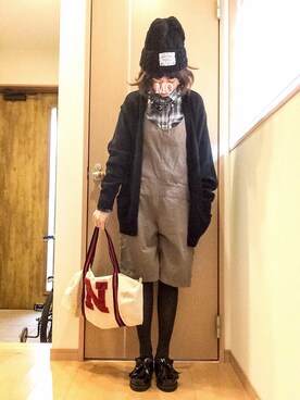 「タッセルローファー」｜「アイテム（サロペット/オーバーオール）」を使った、もっさんさん（レディース・156cm）の秋コーディネート