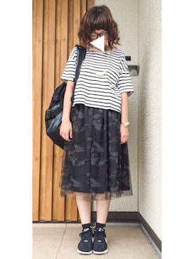 「shuca（シュカ）のアイテム（パンツ）」を使った、もっさんさん（レディース・156cm）の夏コーディネート