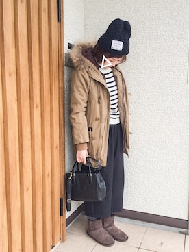 「LEPSIM（レプシィム）のアイテム（モッズコート）」を使った、もっさんさん（レディース・156cm）の冬コーディネート