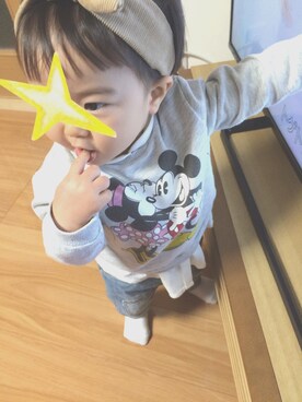 「ZARA KIDSのアイテム（シャツ/ブラウス、ホワイト系）」を使った、Cocoさん（キッズ・90cm）の冬コーディネート