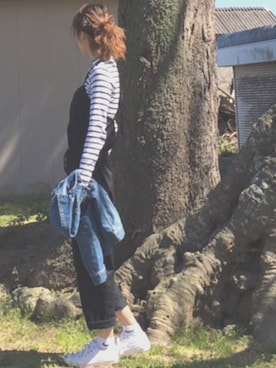 「MACPHEE（マカフィー）のアイテム（つなぎ/オールインワン）」を使った、Cocoさん（レディース・161cm）の春コーディネート