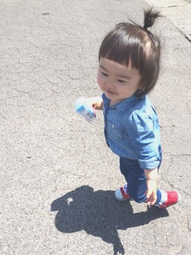 「babyGAP（babyGAP）のアイテム（シャツ/ブラウス、ブルー系）」を使った、Cocoさん（キッズ・90cm）の春コーディネート