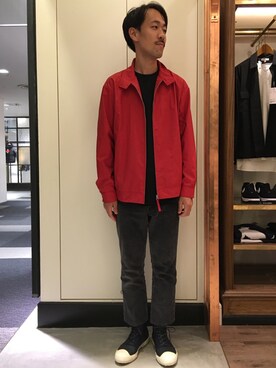 「GOODENOUGH（グッドイナフ）のアイテム（ブルゾン）」を使った、Keisuke Osukaさん（メンズ・175cm）の秋コーディネート