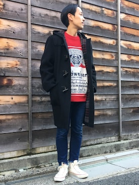 「カットオフ」｜「アイテム（ダッフルコート）」を使った、Keisuke Osukaさん（メンズ・175cm）の秋コーディネート