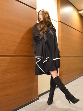 「MARTIN MARGIELA（マルタンマルジェラ）のアイテム（ジャケット/アウター、ブラック系）」を使った、紫(MURASAKI)さん（レディース・167cm）の冬コーディネート