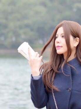 「MARTIN MARGIELA（マルタンマルジェラ）のアイテム（ジャケット/アウター、ブルー系）」を使った、紫(MURASAKI)さん（レディース・167cm）の冬コーディネート