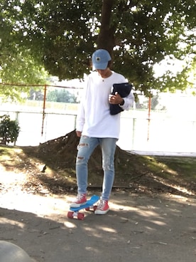 「Lee（リー）のアイテム（クラッチバッグ）」を使った、ごっちさん（メンズ・171cm）の秋コーディネート
