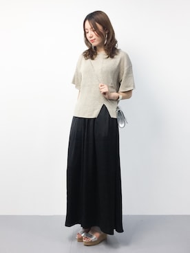 「IENA LA BOUCLE（イエナラブークル）のアイテム（ニット/セーター）」を使った、ぐっさんさん（レディース・166cm）の夏コーディネート