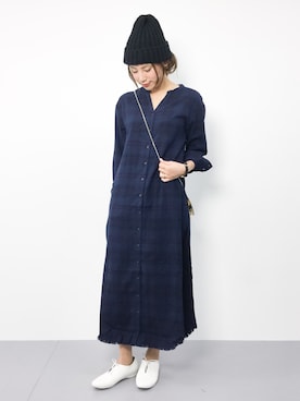 「アイテム（シャツワンピース）」を使った、ぐっさんさん（レディース・166cm・20代）の秋コーディネート