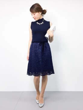 Gready Brilliant グレディブリリアン の 結婚式 ワンピース リブノースリー レーススカート ドレス Wear