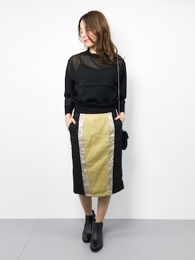 「Ameri（アメリ）のアイテム（スカート）」を使った、ぐっさんさん（レディース・166cm）の秋コーディネート
