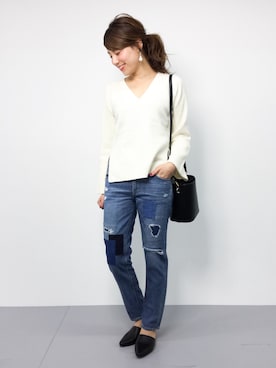 「LIMITLESS LUXURY（リミットレスラグジュアリー）のバケツ2WAY BAG◆（ショルダーバッグ）」を使った、ぐっさんさん（レディース・166cm）の秋コーディネート