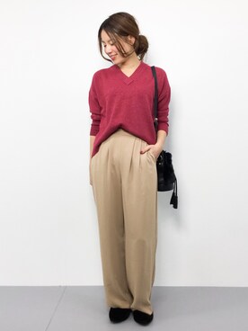 「NOISE MAKER（ノイズメーカー）のアイテム（パンツ）」を使った、ぐっさんさん（レディース・166cm）の秋コーディネート