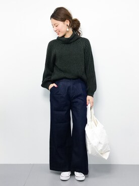 「MASTER&Co（マスターアンドコー）のアイテム（バッグ）」を使った、ぐっさんさん（レディース・166cm）の秋コーディネート