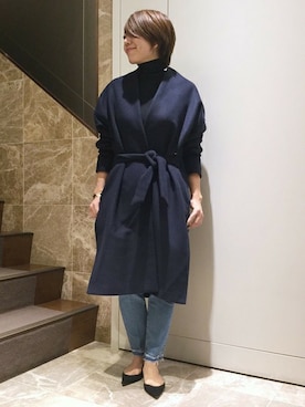 「ガウン」｜「アイテム（バレエシューズ）」を使った、KIEさん（レディース・164cm）の秋コーディネート