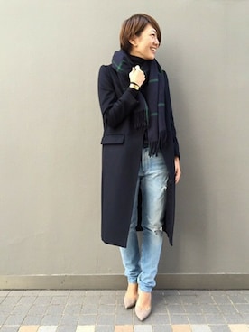 「アイテム（その他アウター、ブルー系）」を使った、KIEさん（レディース・164cm）の秋コーディネート