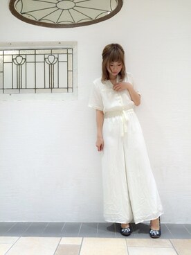 「merry jenny（メリージェニー）のアイテム（オールインワン・サロペット）」を使った、梨沙さん（レディース・158cm）の夏コーディネート