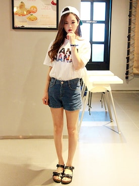 「 ロゴ入り」｜GOGOSINGさん（レディース・160cm）の夏コーディネート