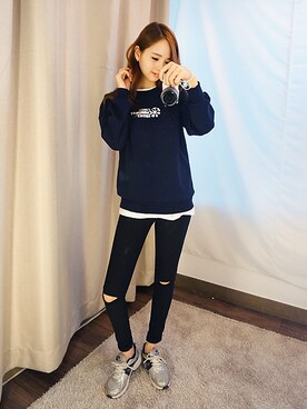 「 ロゴ入り」｜GOGOSINGさん（レディース・160cm）の秋コーディネート