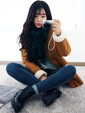「 ハーフ丈」｜GOGOSINGさん（レディース・163cm）の冬コーディネート