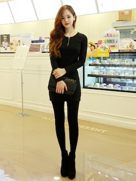 「シアータイツ」｜GOGOSINGさん（レディース・160cm）の冬コーディネート