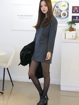 「シアータイツ」｜GOGOSINGさん（レディース・166cm）の冬コーディネート