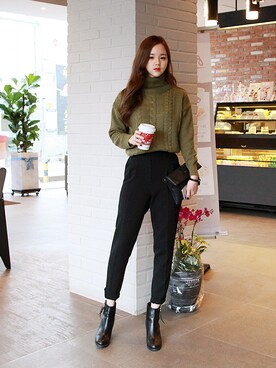 「フィッシャーマンニット」｜GOGOSINGさん（レディース・160cm）の冬コーディネート