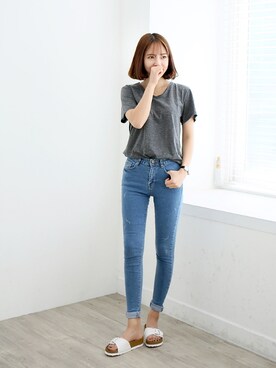 「 スラブカットソー」｜GOGOSINGさん（レディース・160cm）の春コーディネート