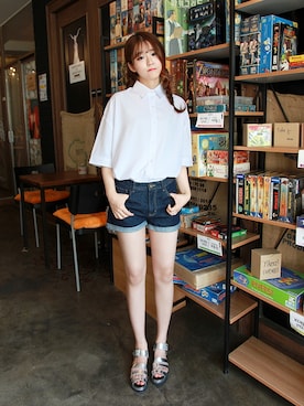 「ベーシックシャツ」｜GOGOSINGさん（レディース・163cm）の夏コーディネート