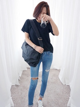 「アイテム（メッセンジャーバッグ）」を使った、GOGOSINGさん（レディース・163cm）の夏コーディネート