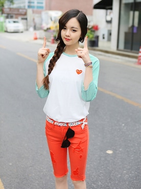 「アイテム（ヘアバンド、ホワイト系）」を使った、GOGOSINGさん（レディース・160cm）の夏コーディネート