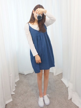 「部屋撮り」｜「アイテム（ワンピース/ドレス）」を使った、GOGOSINGさん（レディース・163cm）の夏コーディネート