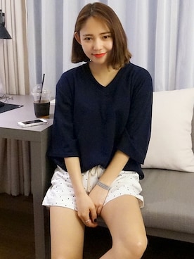 「ドット柄」｜GOGOSINGさん（レディース・163cm）の夏コーディネート