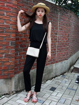 「つなぎ」｜GOGOSINGさん（レディース・163cm）の夏コーディネート