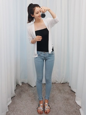 「アイテム（チューブトップ）」を使った、GOGOSINGさん（レディース・163cm）の夏コーディネート