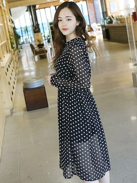 「ドット柄」｜GOGOSINGさん（レディース・163cm）の夏コーディネート