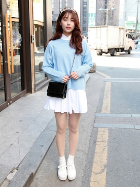 「ブルー x ホワイト」｜「アイテム（ワンピース/ドレス）」を使った、GOGOSINGさん（レディース・163cm）の夏コーディネート