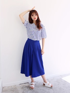 「ブルー x ホワイト」｜GOGOSINGさん（レディース・163cm）の秋コーディネート