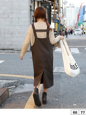 「サロペットスカート」｜GOGOSINGさん（レディース・163cm）の秋コーディネート