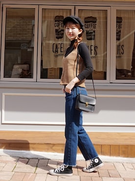「クロップドトップス」｜「アイテム（キャミソール）」を使った、GOGOSINGさん（レディース・163cm）の秋コーディネート