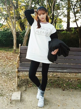 「バックプリント」｜GOGOSINGさん（レディース・160cm）の秋コーディネート