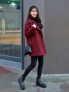 「ルーズフィット」｜「アイテム（ジャケット/アウター）」を使った、GOGOSINGさん（レディース・163cm）の冬コーディネート