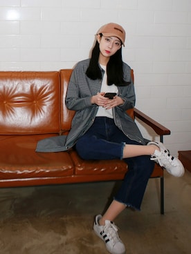 「 キャップ」｜「アイテム（その他アウター）」を使った、GOGOSINGさん（レディース・165cm）の冬コーディネート