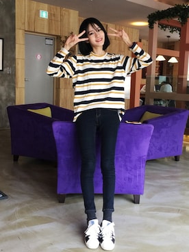 「 デニム」｜GOGOSINGさん（レディース・165cm）の冬コーディネート