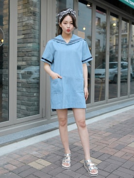 「 ライトブルー」｜GOGOSINGさん（レディース・163cm）の春コーディネート