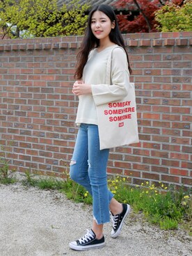 「アイテム（エコバッグ/サブバッグ）」を使った、GOGOSINGさん（レディース・165cm）の夏コーディネート