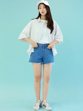 「 リネン」｜GOGOSINGさん（レディース・163cm）の夏コーディネート